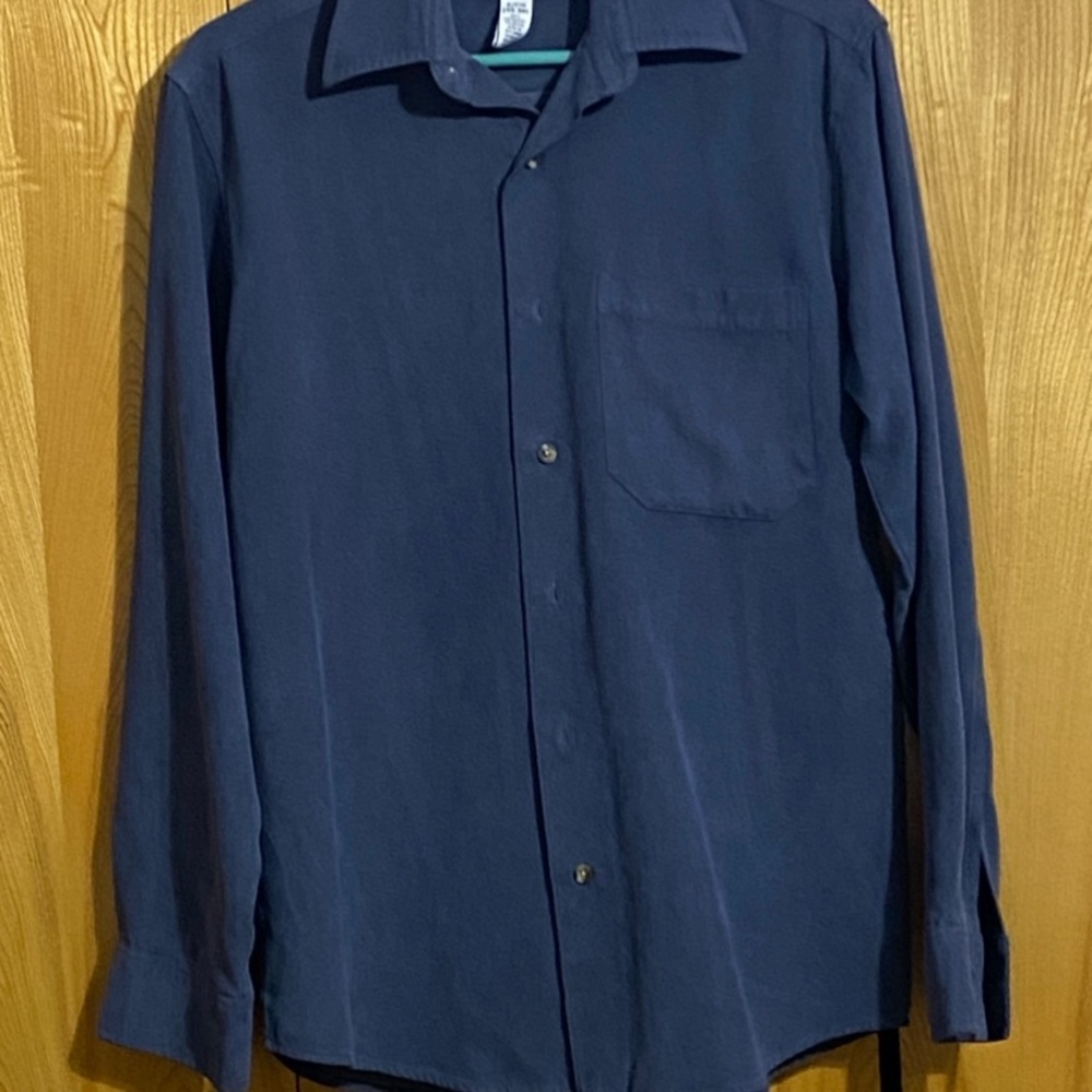 Grey Blue Button-Up Shirt